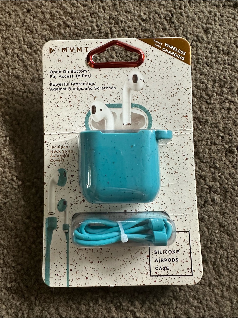 MVMT Turquoise Silicone AirPods Case with Matching Cable
